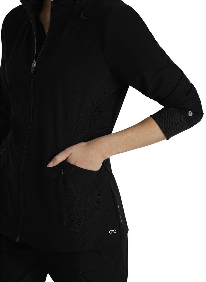 BARCO One Women's 4 Pocket Banded Collar Zip Up Venture Warm Up Black Large - Image 5